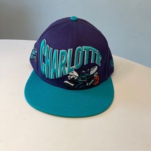 Vintage Charlotte Hornets New Era Hardwood Classics HWC Snapback Hat Cap Purple